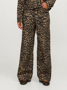 Pantaloni larghi a vita alta JJXX Sarah Tokyo Leo color cornstalk/leopardo