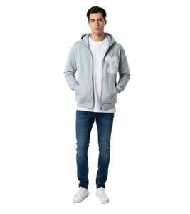 Sudadera con capucha y cremallera Rough Capital Teddy para hombre, informal y cómoda, gris claro