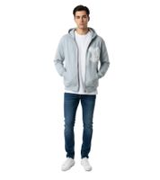 Sudadera con capucha y cremallera Rough Capital Teddy para hombre, informal y cómoda, gris claro