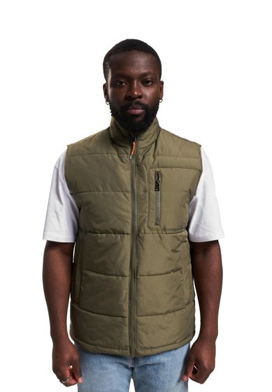 ONLY & SONS Jake quilted vest in olive green