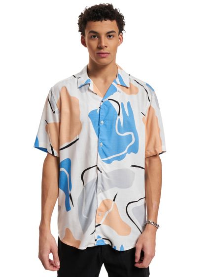 ONLY & SONS DAB REG Abstraktes Slub-Shirt in Marina