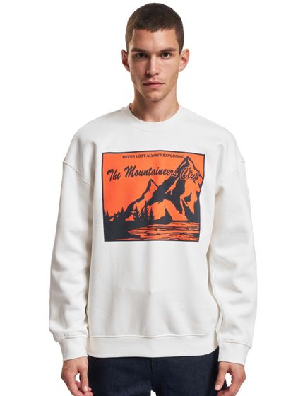 ONLY & SONS Eli casual round-neck sweatshirt with contrast print, Cloud Dancer