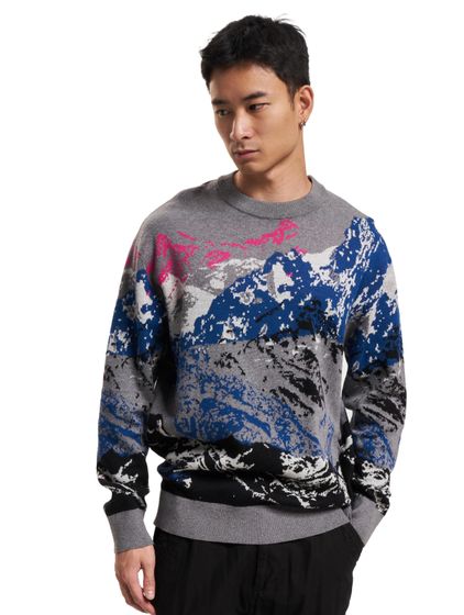 ONLY & SONS Maxin 12 Lässiges Strick-Sweatshirt mit Rundhalsausschnitt, Dunkelgrau-Melange