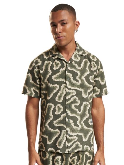 ONLY & SONS Noy Resort Abstract shirts dusty olive
