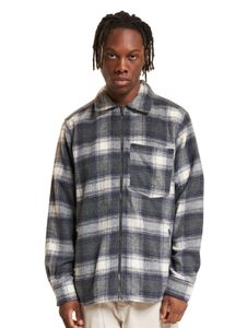 ONLY & SONS Austin Wool Zip Overshirt grau Nadelstreifen/Antikweiß