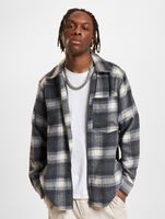 ONLY & SONS Austin Wool Zip Overshirt grau Nadelstreifen/Antikweiß