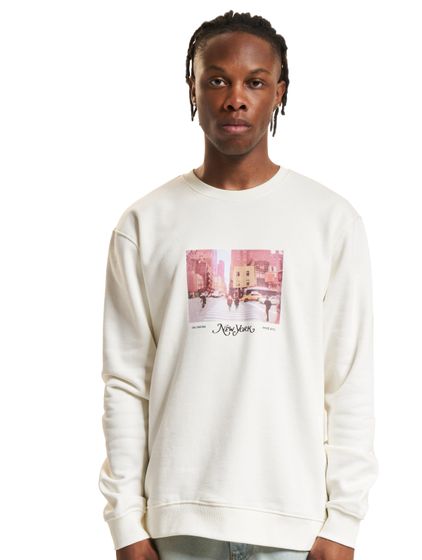 ONLY & SONS Robert Regular Photo Rundhalspullover mit Cloud Dancer-Print
