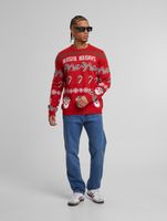 ONLY & SONS Xmas Reg 5 Allover Crew Strickpullover, pompeianrot, glückselig