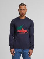 ONLY & SONS Xmas Reg 5 Aplication Rundhals-Strickpullover in Dunkelmarine mit Auto