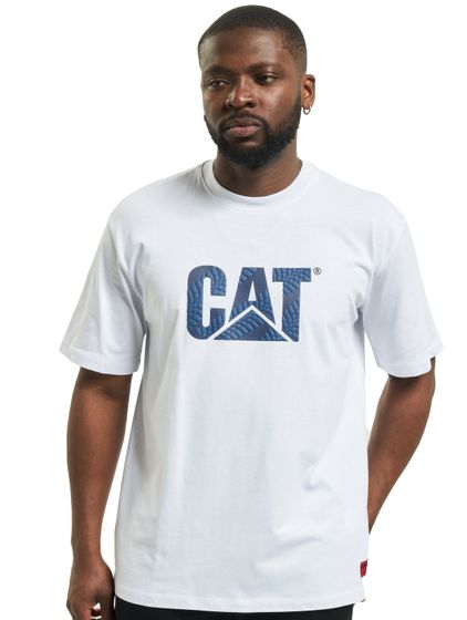 CATERPILLAR T-Shirt with Caterpillar wheels print white
