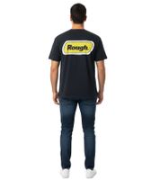 ROUGH. Camiseta de hombre con estampado grande en la espalda, manga corta, algodón, color negro.