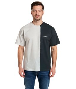 ROUGH. Essential Bleached Herren T-Shirt stylisches Baumwoll-Shirt Grau/Weiß