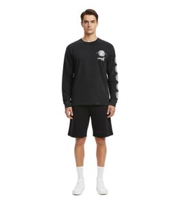 Camicia a maniche lunghe ROUGH Ancient Emblem da uomo con lavaggio distintivo e look urbano, nera