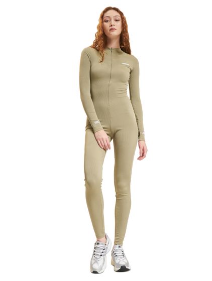 Sixth June figure-hugging ribbed jumpsuit, khaki