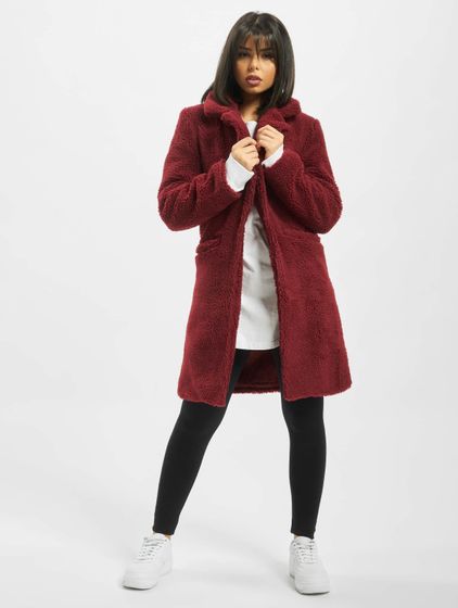 Sixth June Long Sherpa Coat in Burgundy