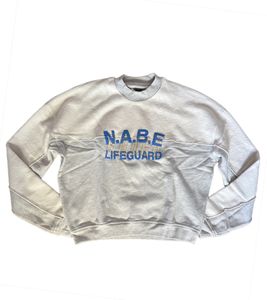 ROUGH. Maglione da uomo Nabe, elegante maglione in cotone con ricamo del logo, felpa, grigio/bianco