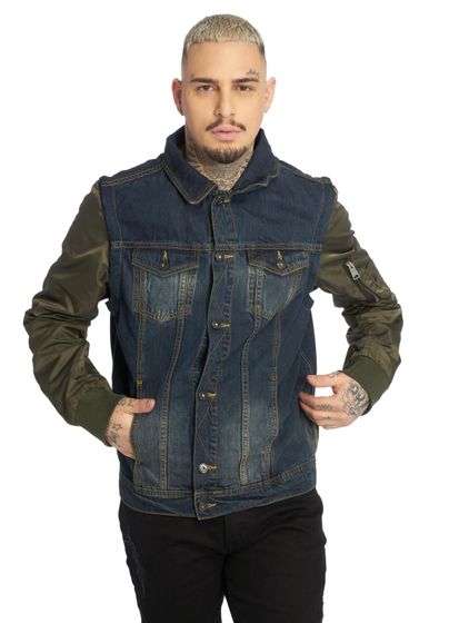 vsct bomber sleeve denim jacket blue