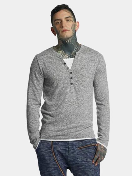 vsct Buttoned Double Optic Longsleeve grau