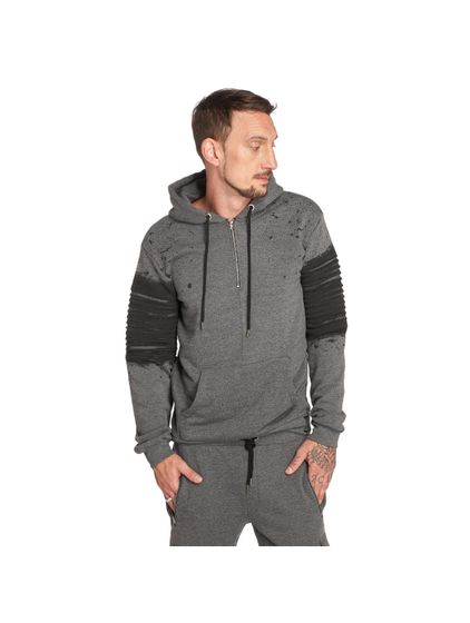 Felpa con cappuccio e zip oliata vsct grigia