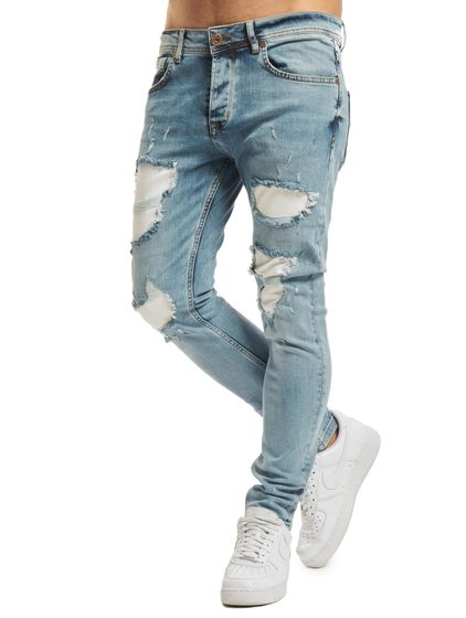 vsct Hank Customized Skinny Jeans Gebleichtes Weiß Reparatur