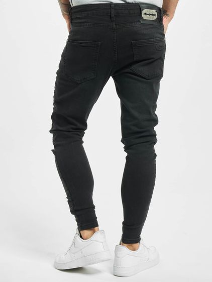 vsct Keanu slim fit jeans with zip at the leg end, black, washed