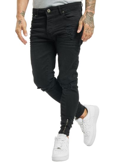 Jeans slim fit vsct Keanu con cerniera sul fondo della gamba, neri, slavati