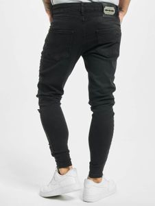 VSCT Clubwear Keanu Leg Bottom Zip Slim Fit Jeans Black Rinsed