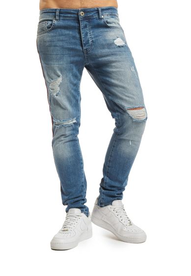 vsct Thor Track Skinny Fit Jeans Multicolored Stripes Gray