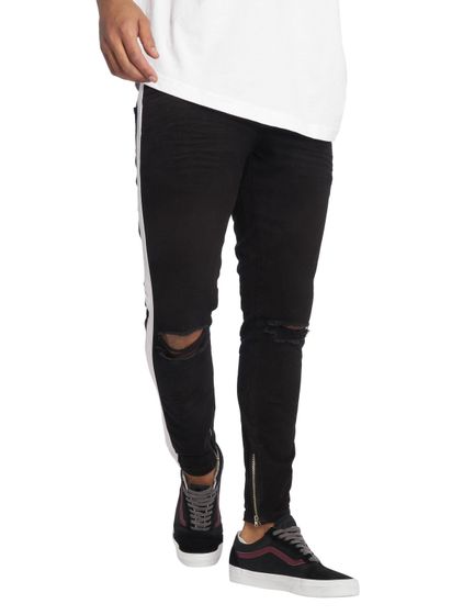 vsct Knox Stripe Slim Fit Jeans Black Kneecut