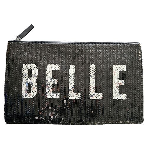 NEW LOOK Belle Women's Sequin Handbag with Zipper, Black