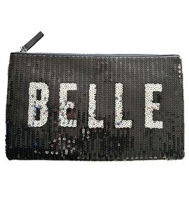 NEW LOOK Belle Women's Sequin Handbag with Zipper, Black