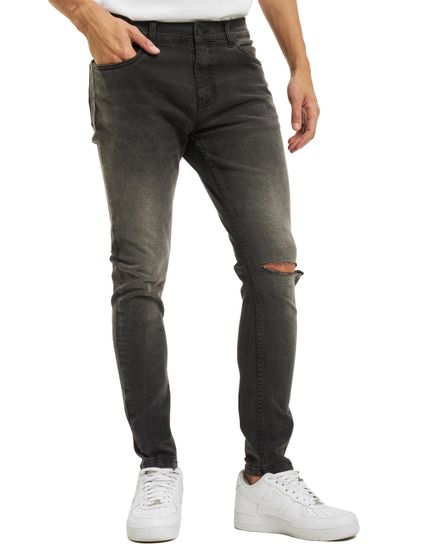 Criminal Damage skinny jeans in rip wash, grey