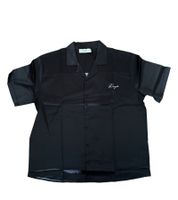 Camisa de seda ROUGH., elegante camisa de manga corta, camisas de franela, negra