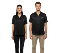 Camisa de seda ROUGH., elegante camisa de manga corta, camisas de franela, negra