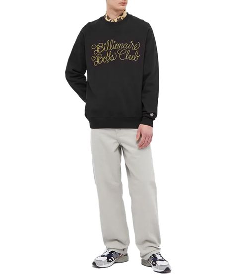 Billionaire Boys Club Sweatshirt mit Rundhalsausschnitt und Glitzer-Seil-Logo B21427 Schwarz