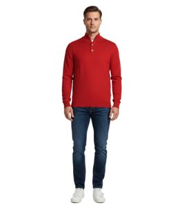 Baro McEnroe Collared Merino Sweatshirt – Elegant Men's Fashion Pullover in Soft Merino Wool Red