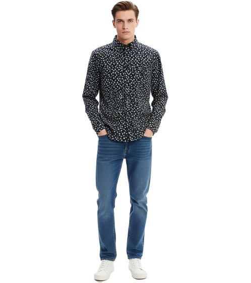 A.P.C. Paul Herren Baumwoll-Cord-Samt-Hemd mit Blumenmuster Langarm-Hemd Schwarz/Bunt