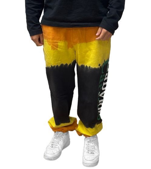Carrots x Babylon Jogginghose Tie-Dye Sweatpants Herren Gestapeltes Logo Print Streetwear Relaxed Fit Orange/Gelb/Schwarz