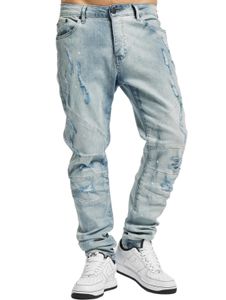 CAYLER & SONS Paneled Denim Pants Distressed Hellblau/Weiß