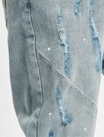 CAYLER & SONS Paneled Denim Pants Distressed Hellblau/Weiß