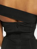 Missguided Geripptes One-Shoulder-Bandage-Kleid in Schwarz