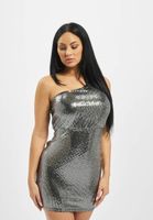Missguided Minikleid mit One-Shoulder-Träger und Puffärmeln in Silber