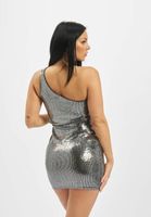 Missguided Minikleid mit One-Shoulder-Träger und Puffärmeln in Silber