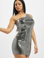 Missguided Minikleid mit One-Shoulder-Träger und Puffärmeln in Silber