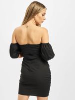 Missguided ruffled cotton poplin dress in black