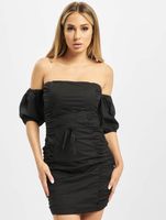 Missguided ruffled cotton poplin dress in black