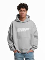 DEF MERCH Men's Hoodie with Kangaroo Pocket, Hooded Sweatshirt with Large Souvenir Microchip Print, Gray