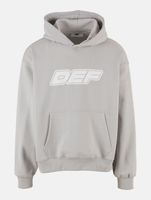 DEF MERCH Men's Hoodie with Kangaroo Pocket, Hooded Sweatshirt with Large Souvenir Microchip Print, Gray