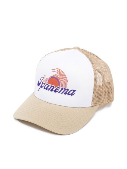DWD Studioz Unisex Ipanema Trucker-Cap mit großer Stickerei Sommer-Cap für Damen oder Herren Hell-Beige