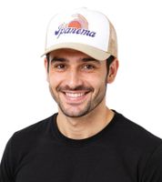 Cappellino da camionista unisex Ipanema DWD Studioz con grande ricamo, estivo, per donna o uomo, beige chiaro Cappellino da camionista unisex Ipanema DWD Studioz con grande ricamo, estivo, per donna o uomo, beige chiaro